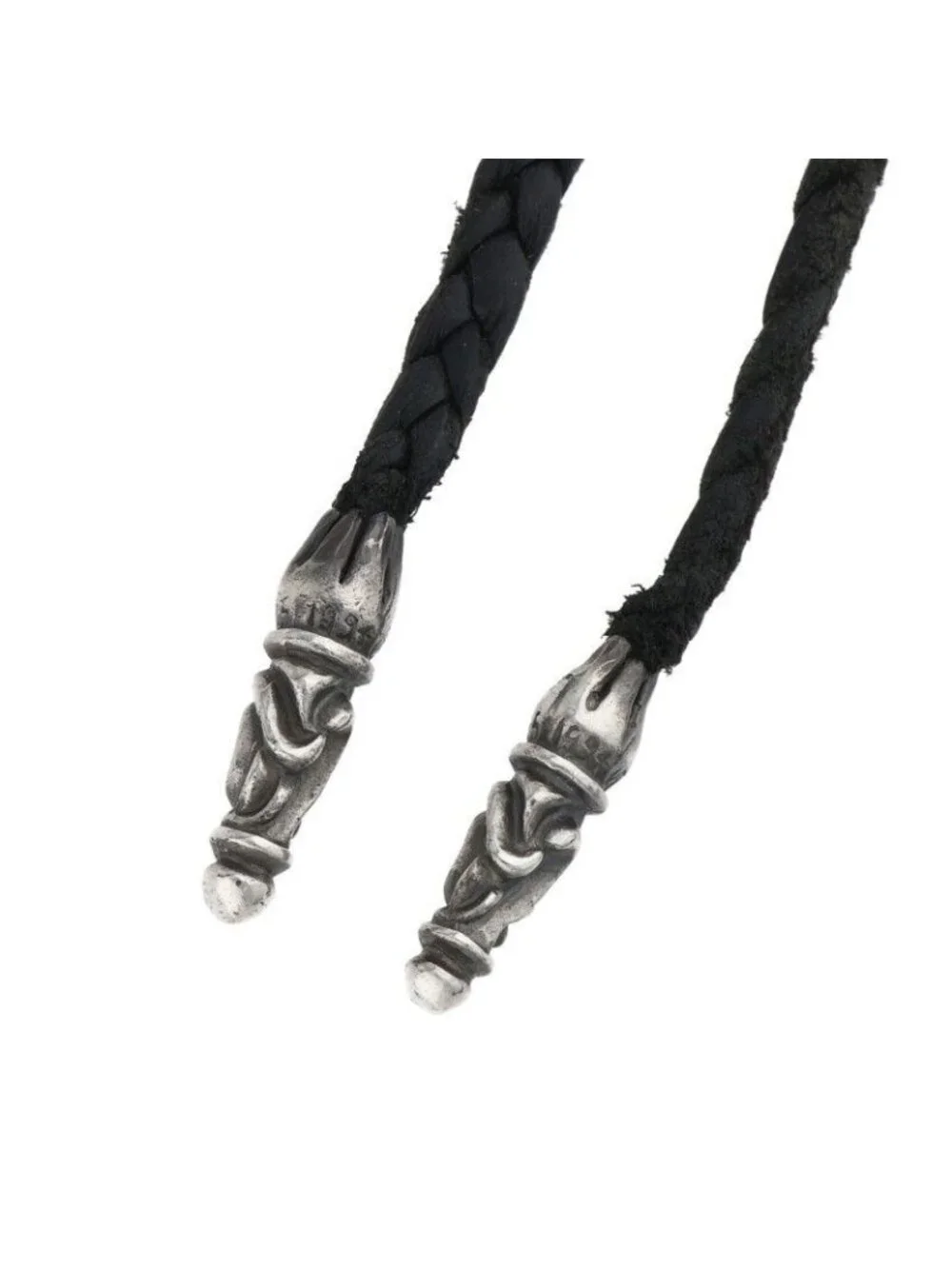 Chrome Hearts Leather Braid Scroll Silver Necklace